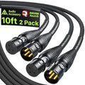 AA AUDIO ACCESSORY XLR Cables 10ft 2 Pack, Neutrik REAN Gold-Pin Connectors, 21AWG OFC, Kevlar-Reinforced Nylon Braided, AL & OFC Dual Shielded Male to Female Balanced XLR Microphone Cable for Shure