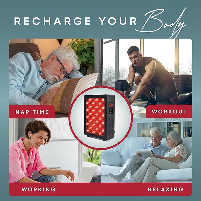 Red Light Therapy for Body & Face - FSA Eligible - 660nm & 850nm Infrared Red Light Therapy Panel for Skin, Muscles & Recovery – Full-Body LED Light Therapy Hanging Device
