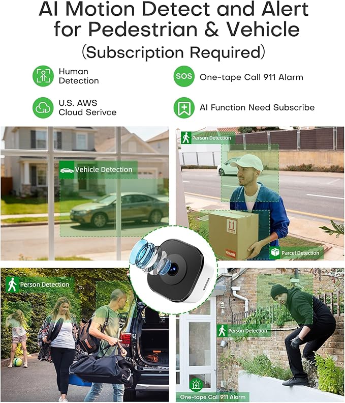 HomiQ 3MP 2K Window Camera for Home Security, 5Ghz & 2.4Ghz WiFi Human Detection Alert, AI Full Color Night Vision with Anti-Glare No Reflection 24/7 Recording, Easy Magnetic Mount for House/Apartment