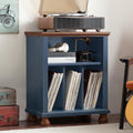 Joaxswe Record Player Stand with Vinyl Record Storage, 24" Wide Mid-Century Record Player Table Up to 200 Albums,Large Wood Turntable Stand Cabinet Dispaly Shelf for Living Room,Bedroom,Blue