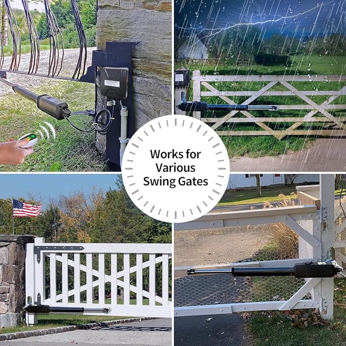 TOPENS A5131 Single Swing Gate Opener Medium Duty Automatic Gate Motor for Single Swing Gates Up to 16ft, Electric Driveway Gate Operator AC Powered with Remote Control Kit Solar Compatible