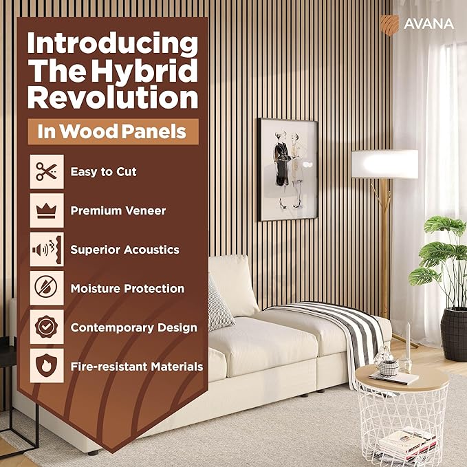 Avana Acoustic Wood Wall Panels – 47.2 X 12.6 White Oak Acoustic Panels 2 PCs – Modern Wall Panels For Interior Wall Decor For Homes, Offices, Studios – Sturdy And Durable Wood Panels For Wall