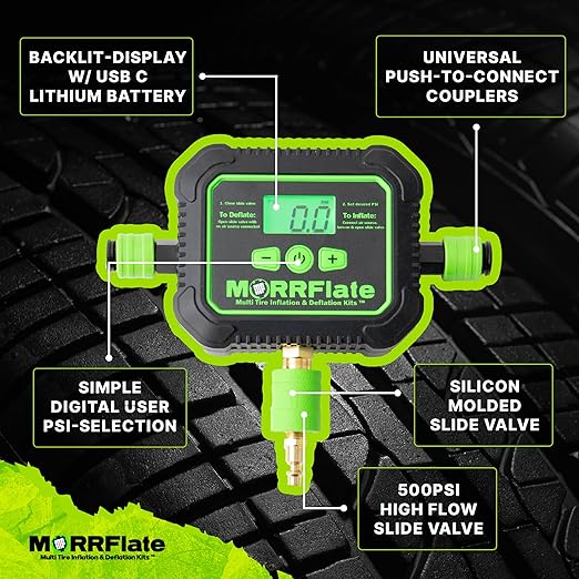 MORRFlate Air Hub Digital Air Controller Universal AutoMagic Tire Inflation and Deflation System with Digital User PSI Selection High-Flow Solenoids Rugged Design Includes Case