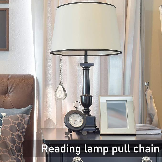 Patelai 4 Pieces Ceiling Fan Pull Chain Extender Ornament 12 Inch Ceiling Pull Chain Extension Classic Drop Shaped Pendant Beaded Ball Cord for Fan light lamp decorative with Connector(Silver)