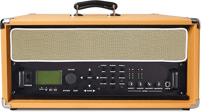 Sound Town Vintage 4U Amp Rack Case, 12.5" Depth with Rubber Feet, Dust Cover, Kickstand, Orange (STVRC-4OR)