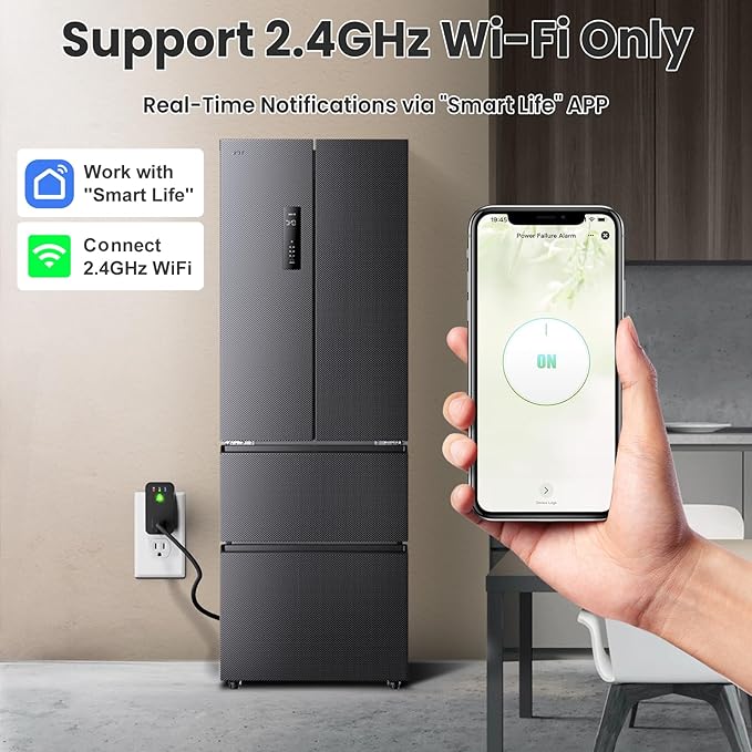 Power Failure Alarm WiFi, Smart Power Outage Alarm with App Notifications, Mini Size Freezer Alert with Loud 110dB & LED Indicator & Voltage Detection, Home Power Monitor for GFCI Trips, Sump Pump ﻿