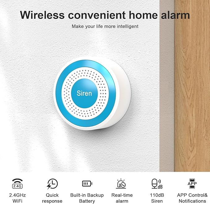 Home Security Systems,2025 Door & Window Alarms for Home with Instant App Alerts,20Pcs WiFi-Connected SOS Button Kit,Compatible with Alexa for Villa,for Apartment,Kids Safety,Office NO Monthly Fees