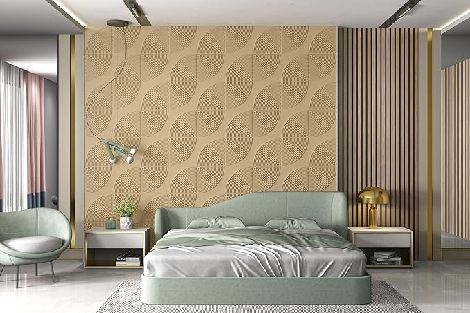 From Plain To Beautiful In Hours 9002 Arc Swell PVC 12 in x 12 in Peel and Stick Wall Panels (Covers / 10 sq.ft), Dairy Cream, 10 Piece