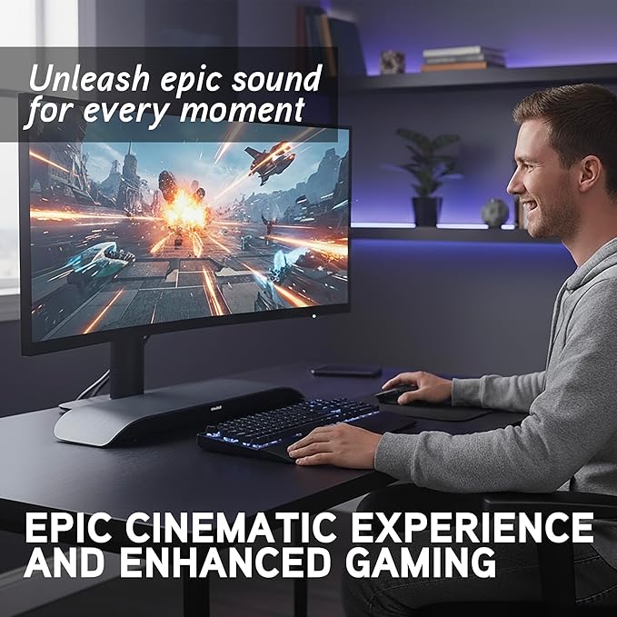 BlueAnt Soundblade Under-Monitor Soundbar, 120W 2.1 Channel Desktop Speaker with USB-C & Bluetooth 5.3 for PC, Mac, Gaming, Music and Streaming, Charcoal
