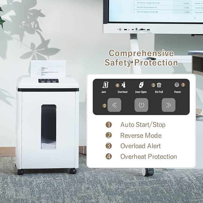 Effeluviate Professional Commercial Paper Shredder: P-7 Security Super Micro-Cut 1x1.7mm 7 Sheets/CDs/Cards/Staples 6-Gal Bin Heavy Duty for Home/Office/Industrial/Business Use-Confidential Documents