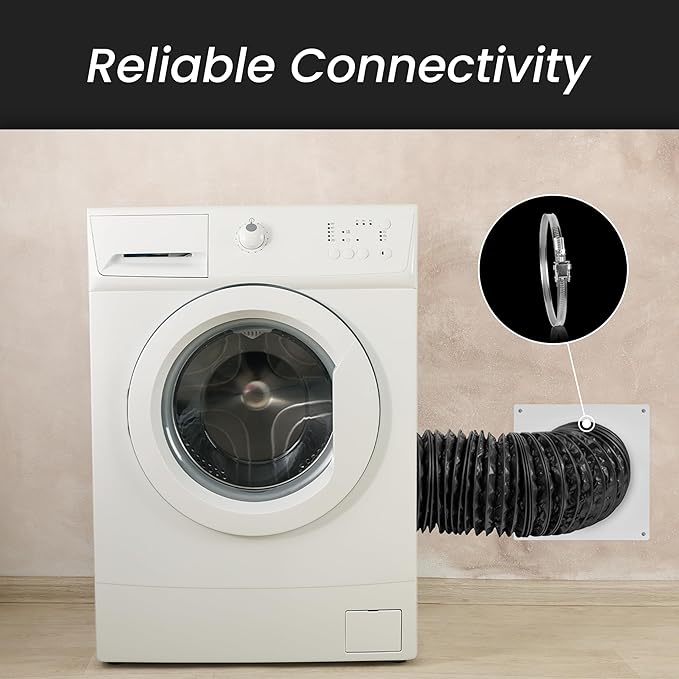 Repa Market 6" Inch Duct Connector Flange with 2 Clamps - Plastic Straight Pipe Flange for Heating Cooling - Ducting Coupling Wall Plate with Adjustable Stainless Steel Hose Clamps