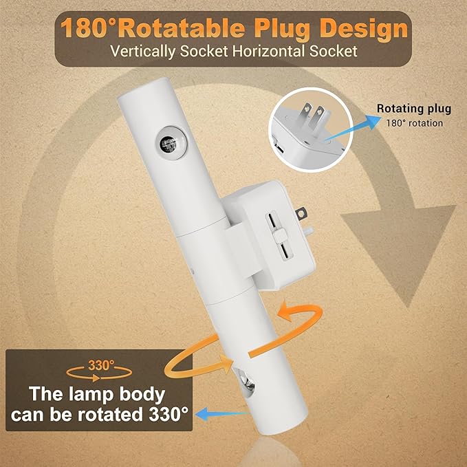 JandCase LED Night Light, Modern Night Lights Plug into Wall, Soft White 3000K,0-100LM Adjustable Brightness with Dusk-to-Dawn Sensor, Dimmable Night Lights for Bathroom, Hallway, Bedroom,Stairway