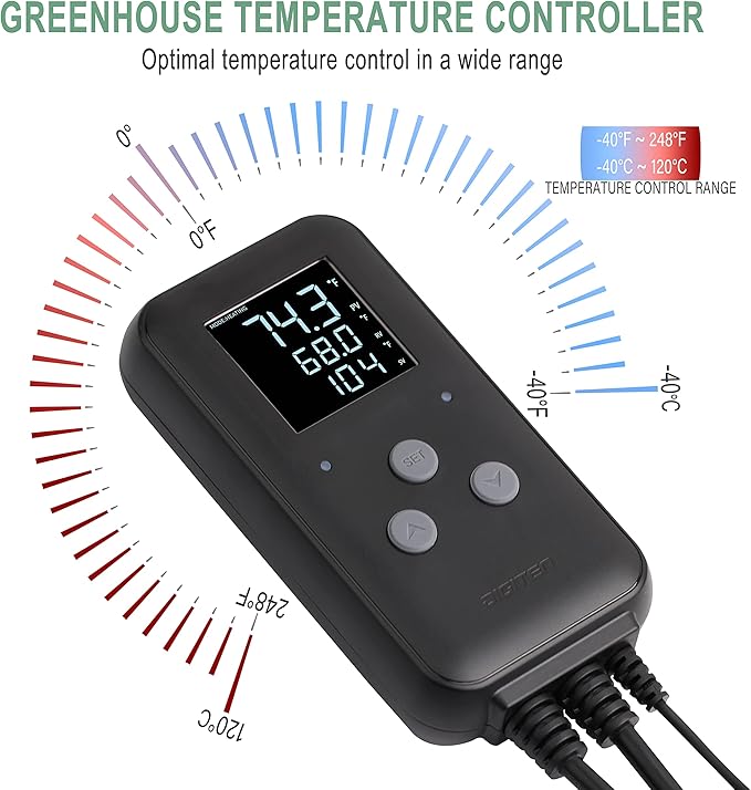 DIGITEN Waterproof Digital Temperature Controller for Aquarium, Greenhouse & Outdoor Heating - 10A Heat Mat Thermostat Controller