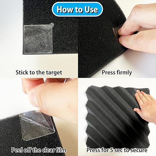FOROOMACO 300 Pack Mini Ear Double-Sided Mounting Tape Square Heavy Duty Adhesive for Sound Proof Foam Panels, Wall Decor, Wall Art, Easy to Peel and No Residue