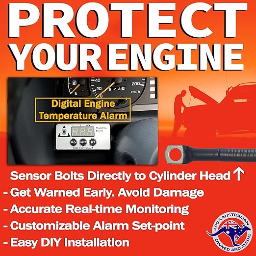 Engine Guard, Single Temperature Kit - Vehicle Temperature Monitor & Audible Alarm, Overheating Protection Alarm