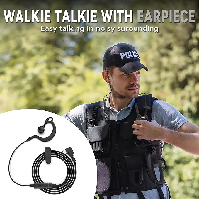 Ketelese T4 Walkie Talkies Long Range, IP67 Waterproof Dustproof Two Way Radio, Walkie Talkie Earpiece with Mic for Adult, USB, NOAA, VOX, Group Call, PTT(Black/ 2Pack)