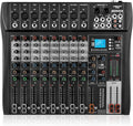 8 Channel Professional Audio Mixer with 48V Phantom Power, USB Audio Interface, Bluetooth & MP3 Player, Sound Board for Podcast, Home Studio, Live Streaming & Recording