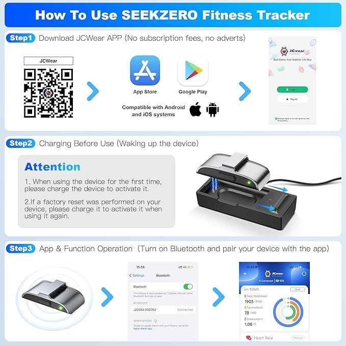 SEEKZERO Sleep Tracker, Activity & Fitness Trackers | Health Smart Bracelet 24/7 Heart Rate | Step & Calorie Counter | IP68 Waterproof Activity Tracker, Valentine’s Day Gifts for Family & Friends