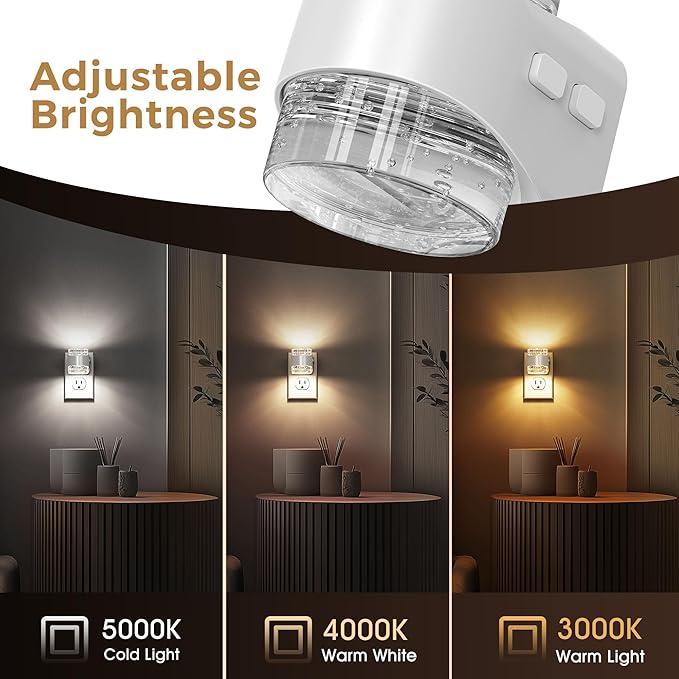 L LOHAS LED Night Light, 3CCT Bubble Night Lights Plug into Wall,3000K/4000k/5000K Adjustable Night Light,Dimmable Nightlights with Dusk to Dawn Sensor for Rooms Bathroom Hallway