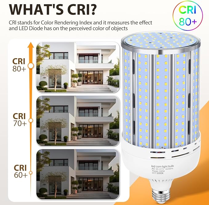 XYCN 2 Pack 240W Corn LED Light Bulb Fanless,5000K Daylight(2400 Watt Equivalent) E26/E39 Large Mogul Base LED Cob Lamp 34,800LM for Outdoor Indoor Garage Warehouse Factory Workshop Street Backyard