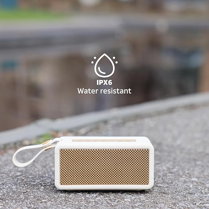 AT&T Essentials Retro 40W Bluetooth Speaker, IPX6 Waterproof, Bluetooth 5.3, LED Light Modes, Bass & Treble Control, 12H Battery, USB-C Charging, Outdoor & Indoor Use, Home Audio System - Black