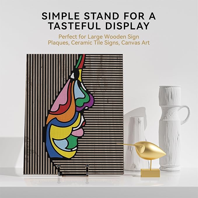 IPAME 16 Inch Heavy Duty Plate Stand (2 Pack) - Metal Display Easel for Large Plates, Picture Frames, Signs, Posters, Decorative Platters