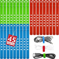 AROIC Reusable Silicone Cable Ties, 45Pcs Adjustable Travel Cord Organizer, Washable Cable Management with Adjustable Locking Buckle, Multicolor Elastic Cord Holder Organization Home Office Essentials