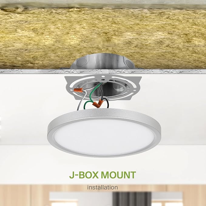 ASD LED 7" Round Flush Mount Ceiling Light Fixture, Low Profile Surface Lighting | 5CCT, Dimmable, Ultra-Thin, ETL Listed | 15W 1260LM 2700-6000K 120V | Kitchen, Bedroom, Hallway Lamp | Nickel