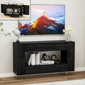 Vavkorkula TV Stand for 55 Inch with 2 Large Drawers & Hidden Storage Cabinets, Modern Farmhouse Entertainment Center Television Stands for Living Room Bedroom, Black