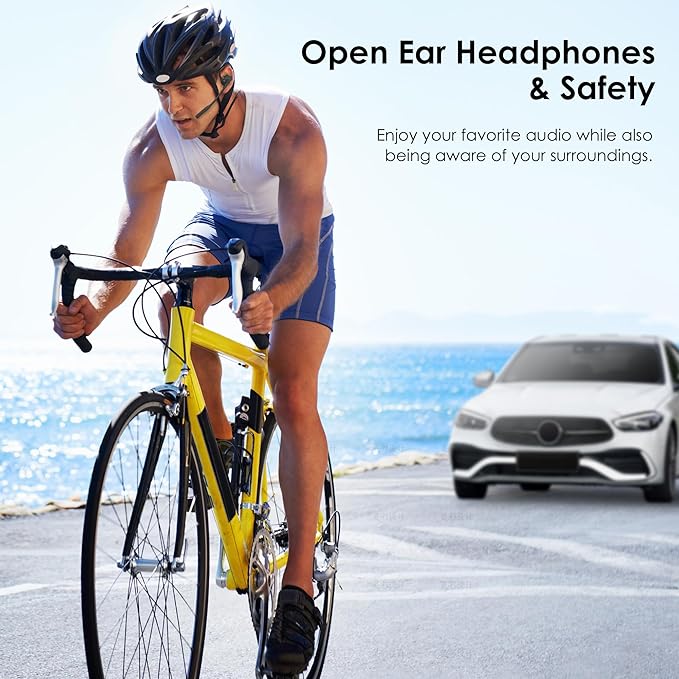 Gixxted Open Ear Headphones with Mic, Bluetooth Headset with Microphone, Dual Connect Bluetooth 5.3 with AI Noise Cancelling Mic & Mute Function, Wireless Headset for Work, Sports, Drive