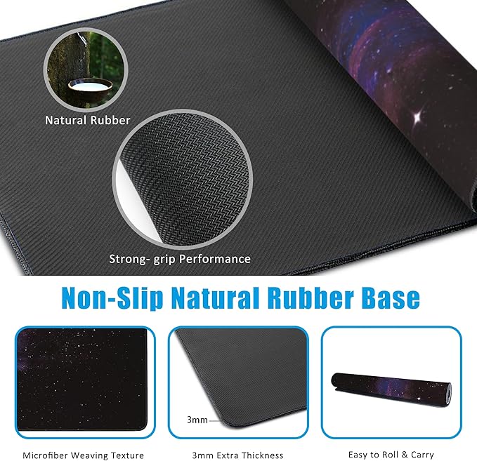 EOBKLAX Mouse Pad,Abstract Space Desk Mat for Desktop,Desk Pad with Non-Slip Base and Stitched Edge,Extended Mousepad for Office and Home 35.4X15.7 Inch