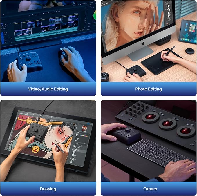 TourBox NEO - Customizable Editing Controller, Video Photo Color Grading Speed Editor, Mac/PC Intuitive Control Productivity for Adobe, Davinci and More, Programmable Keyboard Set with Cable and Bag