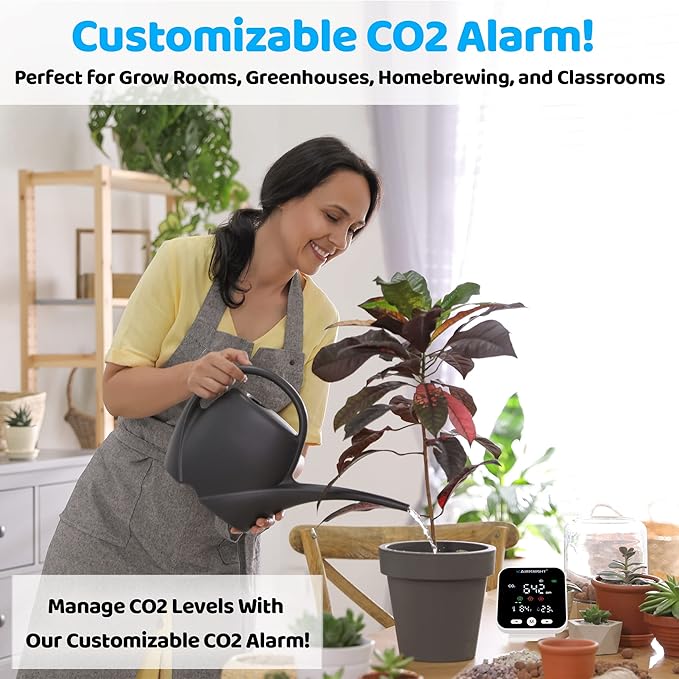 AirKnight Monitoring CO2 Monitor Indoor with Bonus Humidity & Temperature Readings | Carbon Dioxide Meter, Homebrewing - Carbon Dioxide Detector, Portable CO2 Detector, CO2 Meter Indoor, CO2 Sensor