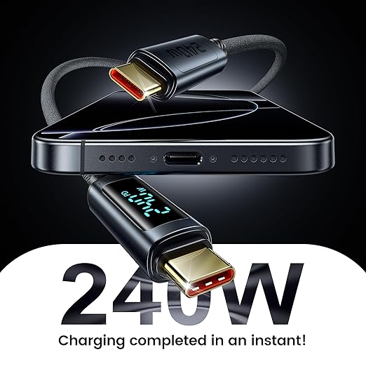 toocki USB C Cable [2Pack,6.6ft] 240W Fast Charging Cord with LED Display Compatible with iPhone 17 16 15 Pro Plus Pro Max Air, iPad Pro, Samsung Galaxy S25 S24, Switch, MacBook Air, Pixel