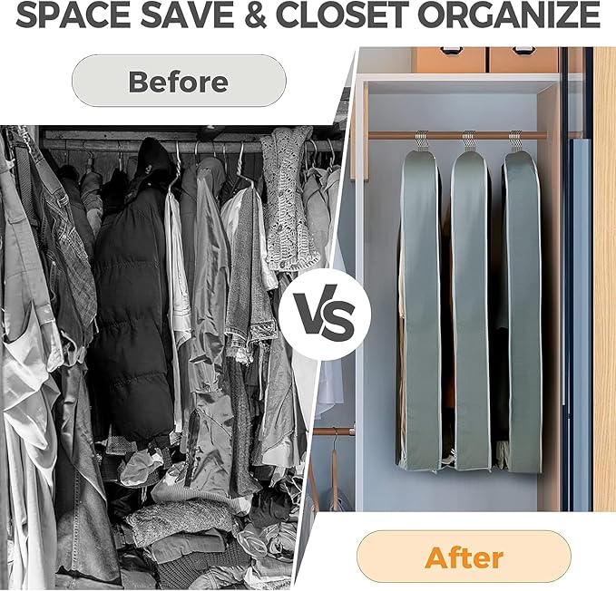 10 Pcs 40" Garment Bags for Hanging Clothes, Clear Suit Bags for Closet Storage Clothing Storage, Garment Bags Shoulder Covers with 4" Gussets for Coats, Jackets, Shirts and Sweater