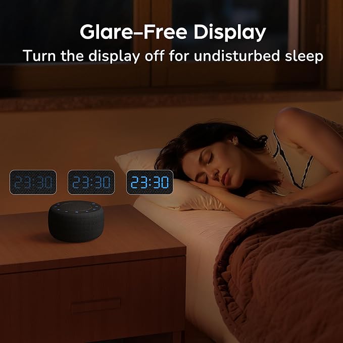 BUFFBEE Alarm Clock with Bluetooth Speaker & FM Radio for Bedside – Gradual Wake-Up Sounds, Fully Dimmable Display & Ambient Night Light, Plug-in Digital Clock for Bedroom