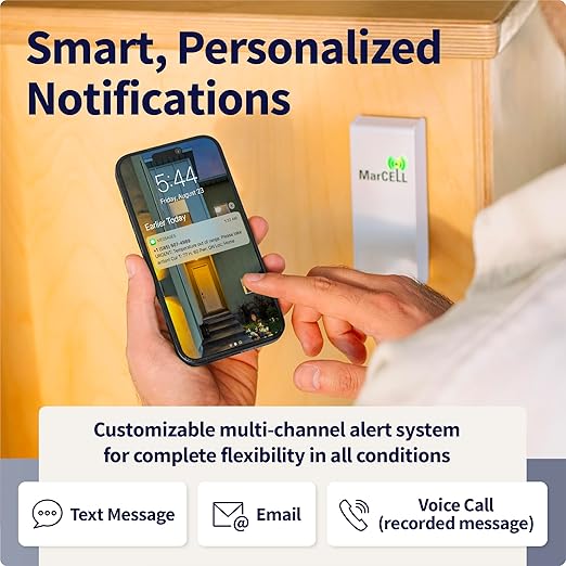 MarCELL Home/Cottage Watch Bundle (Verizon) - Vacation Home Temperature Monitor, Humidity & Power Monitor - Made in The USA with Included Water Leak Detectors (sPucks) - 24/7 Instant Alerts