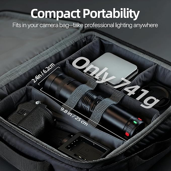 WELLMAKING 40W LED Photography Flashlight Optical Glass Lenses, 7800mAh Aluminum Alloy Patterned Ambient Light, with 20 Patterned Light Filters for Photo, Content Creation Video Recording Accessorie