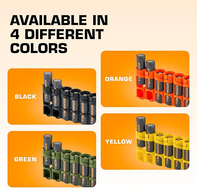 Storacell Slimline AA-6 Battery Storage Caddy and Dispenser (Pack of 2), Black, Holds 6 AA Batteries (Not Included), Durable & Compact Design, The Original Battery Caddy, Made in The USA