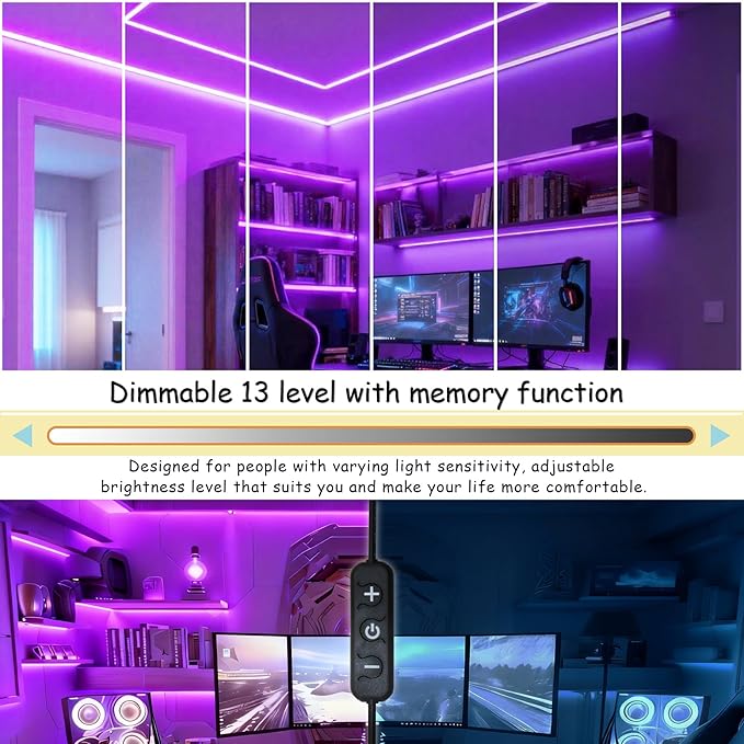 Aalnfe Purple Led Lights Strip for Bedroom Indoor Rope Lights Black Pagage Led Light Strip Kit Easy DIY Cuttable Tape Lights for Room Bathroom Living Room Kitchen Ceiling Wall Vanity Mirror Decor