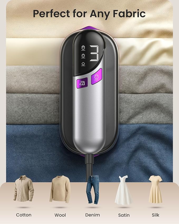LOXP 2-in-1 Handheld Steamer and Iron for Clothes, 1000W Travel Steamer with Ceramic Soleplate, 9s Fast Heat-Up, Leak-Proof 170mL Tank, Self-Clean, Portable Wrinkle Remover for Home & Travel, 120V