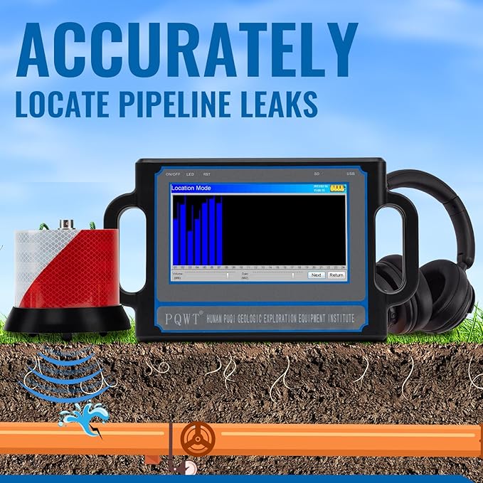 PQWT GT500A Groundwater Finder 500M Depth Water Locator for Well Drilling with Pipeline Leak Detector Water Leak Locator