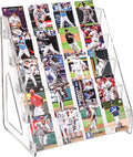 CELSOL 2 Pack Upgraded 5 Tier Acrylic Card Display Stand, Clear Display for Greeting Cards, Sports Cards, Postcards, Stickers & Brochures, Easy Snap-On, Increased Height & Thickness for Better Presentation