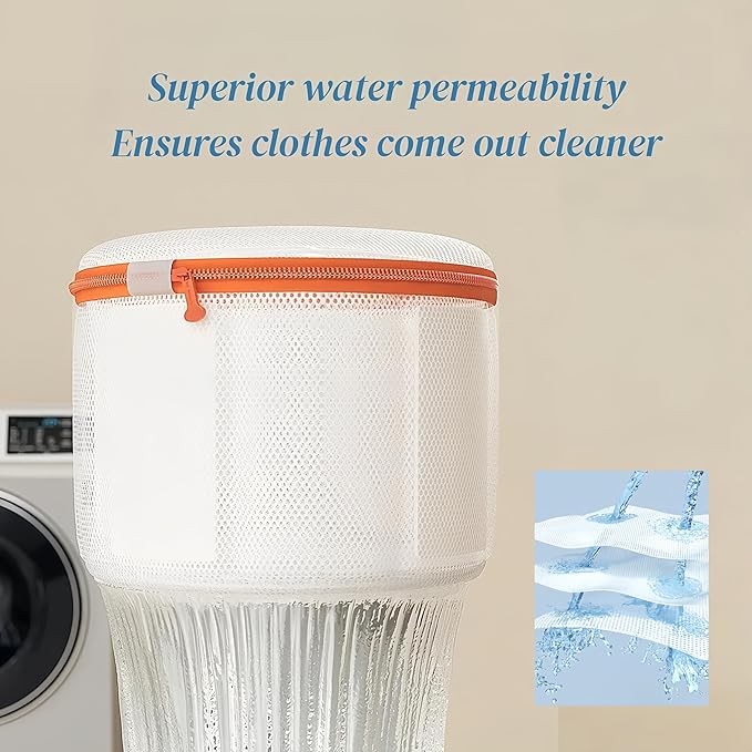 Bra Washing Bag with Anti-Deformation Structure and Fixed Hand-Wash Board,Bra Bag for Washing Machine,Laundry Bag for Delicates (White)