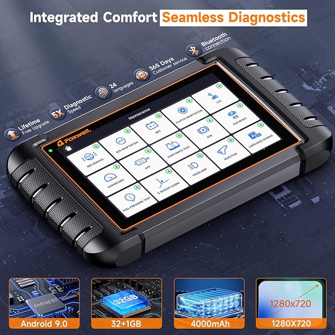 2026 FOXWELL Scanner NT809BT Wireless OBD2 Scanner Diagnostic Tool with 30 Resets, All System Bidirectional Scan Tool, Diagnostic Scanner for All Vehicles, 99% Active Test, FCA, 3-Year Update, Black