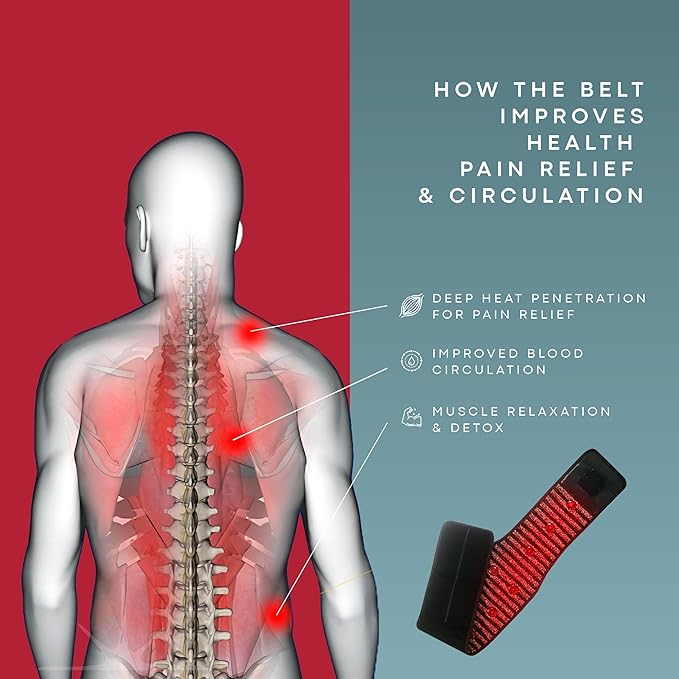 Red Light Therapy for Body – Advanced Infrared Heating Pad with Deep Heat & Multi-Mode Design – High-Power Far Infrared LED Belt for Back, Waist & Legs