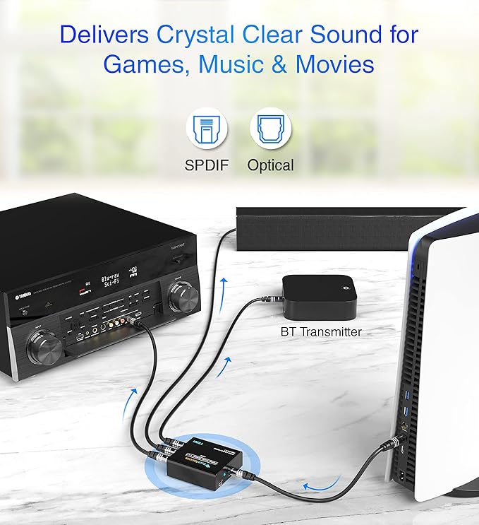 BlueRigger Digital Optical Audio Splitter (Active Toslink Splitter 1 in 3 Out, SPDIF, Fiber Optic Adapter) - Compatible with Home Theatre, Xbox, PS4, DVD, Receiver, TV, LPCM2.0, DTS, Dolby Digital