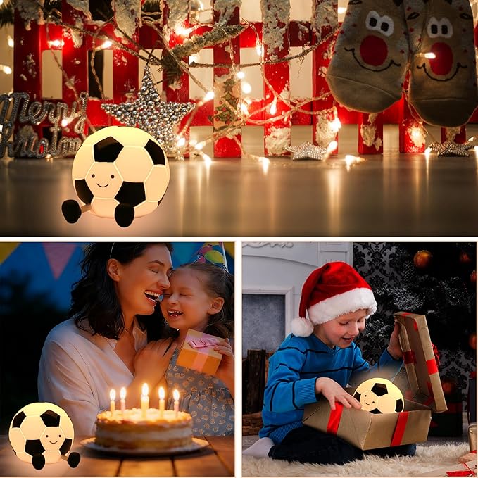 FineLiMoLa Soccer Silicone Night Light for Kids,Cartoon Soccer Lamp Squishy Silicone Baby Nursery Night Light with 7 Colors Change,Football Night Light for Home Decor,Birthday or Christmas Gifts