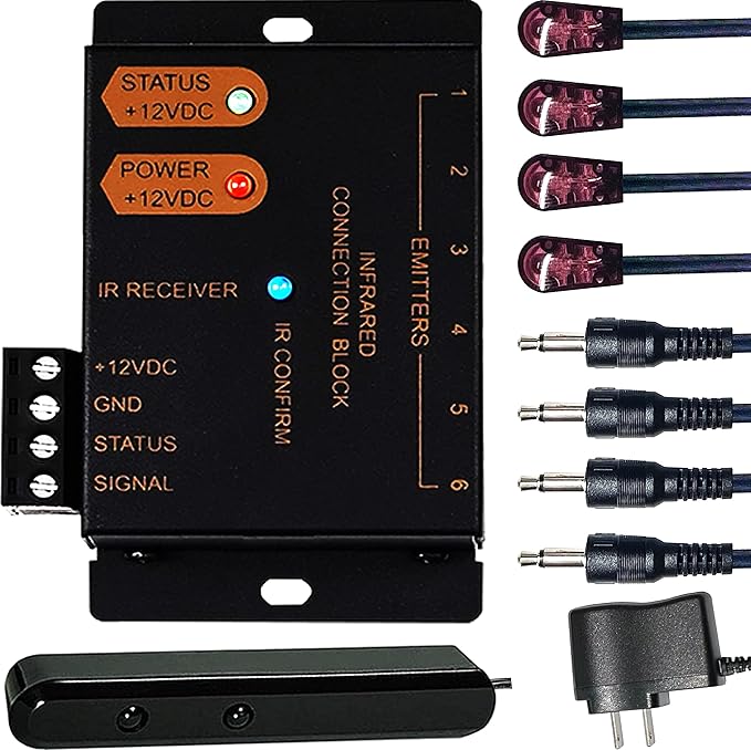 ENSIGEAR IR Repeater Kit, ir Repeater System, IR Remote Control Extender,Control 1 to 18Devices.Supports up to 100 Feet, Dual Sensors Receiver