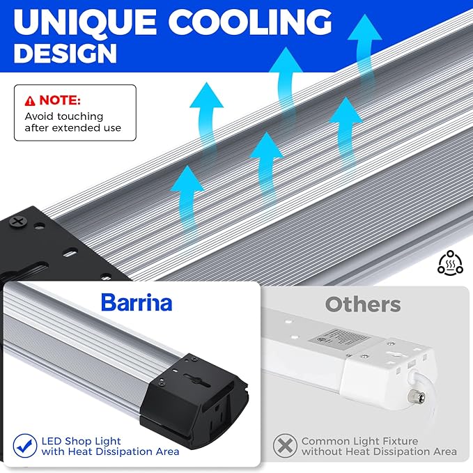 Barrina BS84 LED Shop Lights for Workshop 4FT, 84W, 10000LM, 6500K Utility Shop Lights, Pull Chain ON/Off, Hanging or Flush Mount, ETL, 10 Packs